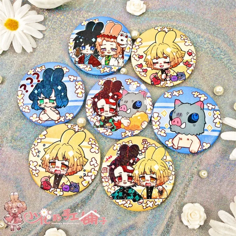 Demon Slayer Tanjiro Kamado Hashibira Inosuke Agatsuma Zenitsu Badge Anime Peripheral Cute Cartoon Brooch Kawai Collection Goods