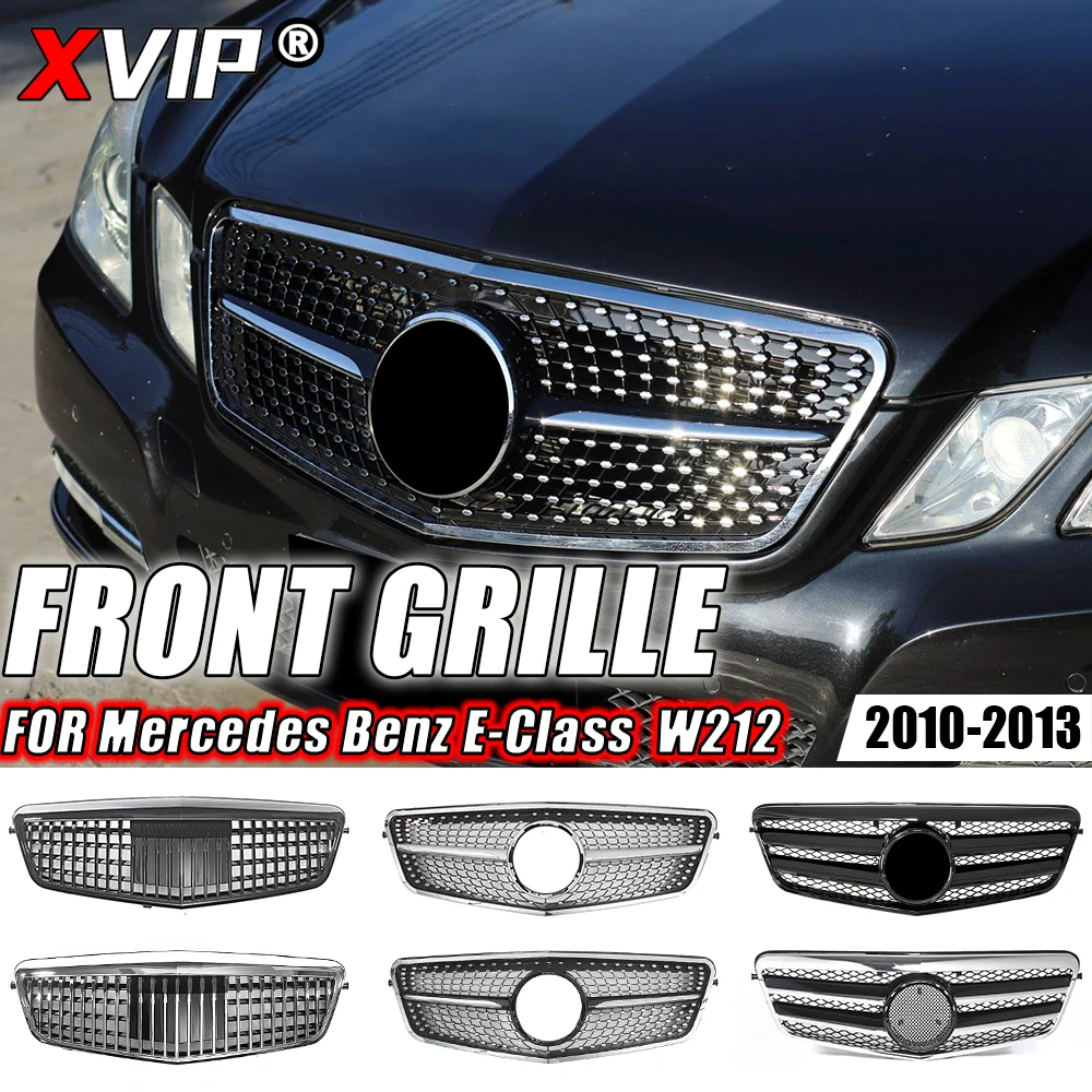 

Передняя глянцевая черная решетка XVIP в стиле AMG для Mercedes Benz E W212 E250 E300 E350 E500 10-13, хромированная решетка GTR