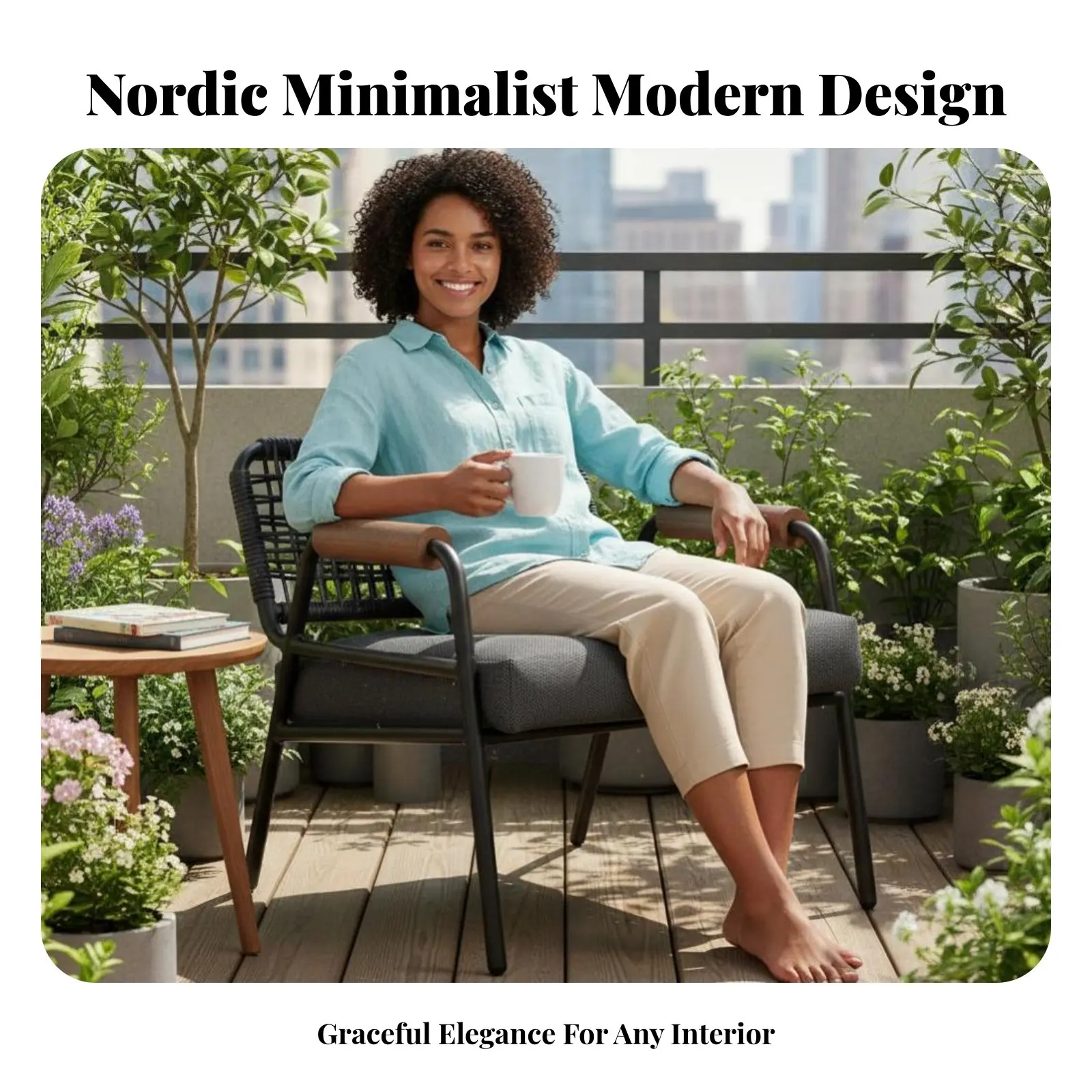 

Плетеное водонепроницаемое кресло-диван в скандинавском минималистичном стиле для сада, балкона, двора, у воды, для семей и домовладельцев