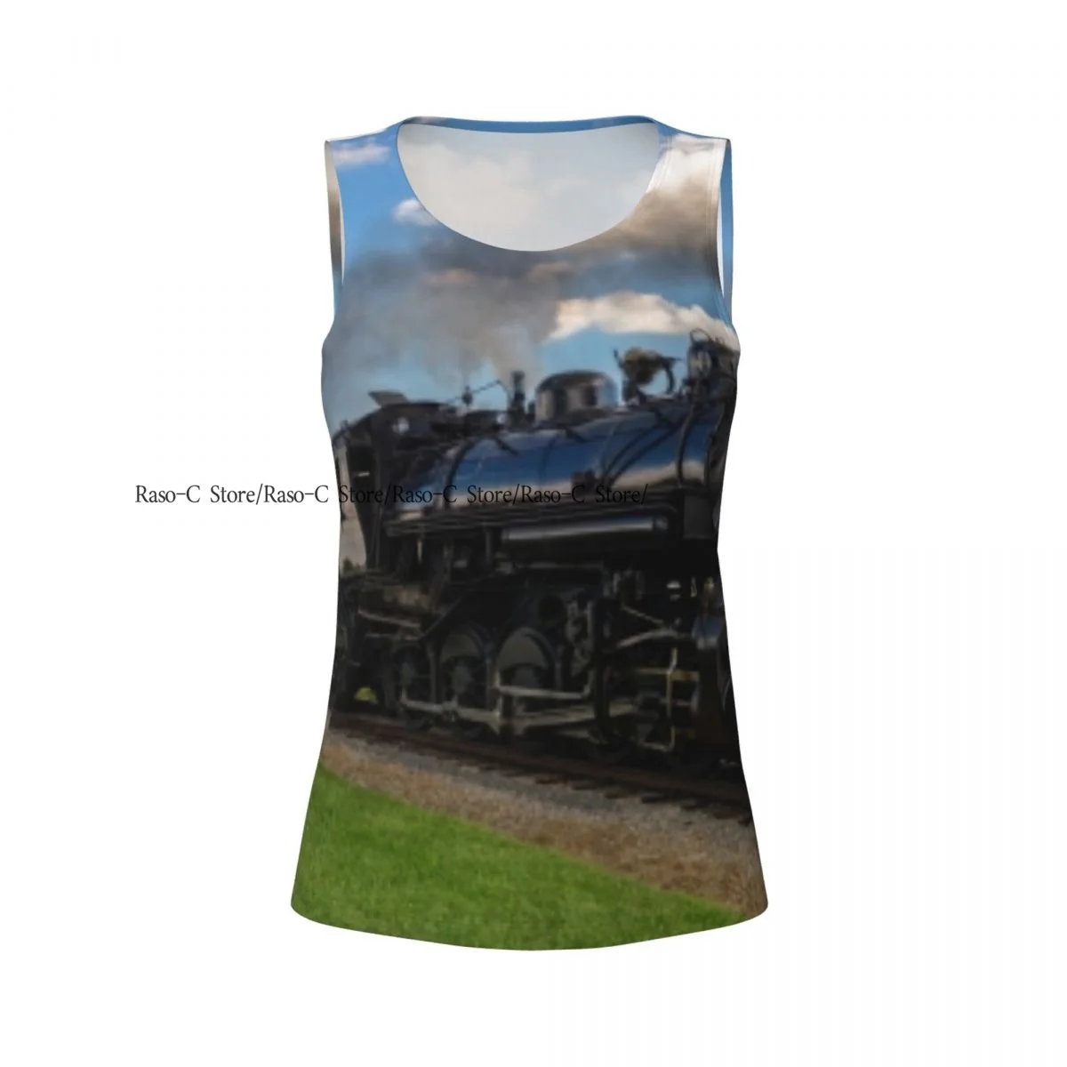 قمصان نسائية للتمرين بدون أكمام سريعة الجفاف بدون أكمام قمصان رياضية محرك بخاري قاطرة عتيقة في الريف والصالة الرياضية واليوجا #4