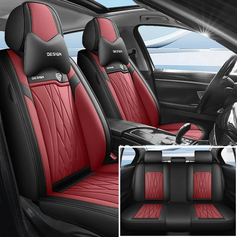 

Elegant PU Leather Car Seat Covers Business Style 3D diamond-shaped sewing Full Protection Comfortable Universal Fit All Seasons