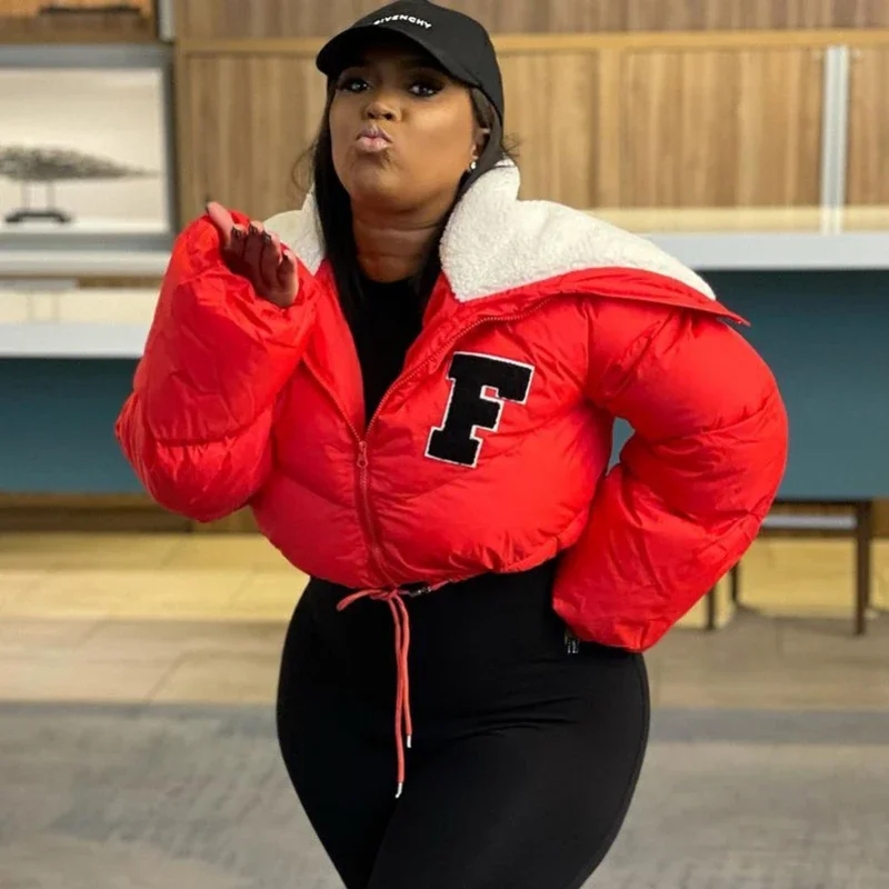 Winter Women's Cold Coat Super Hot Short Padded Jacket Lapel Long Sleeve Cardigan Drawstring Parka Fashion Cheap Wholesale New