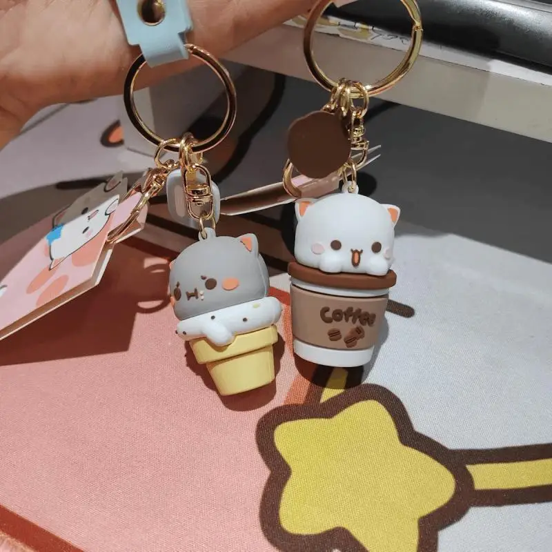 Mitao Cat Cute Expression Knapsack Silica Gel Keychain Kawaii Doll School Bag Pendant Lovers Keychain Birthday Gift