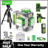 Huepar Professional 3D 12 Lines Laser Level ±2mm High Accuracy 3 x 360° Green Beam Cross Line Laser with 8000mAh Li-ion Battery