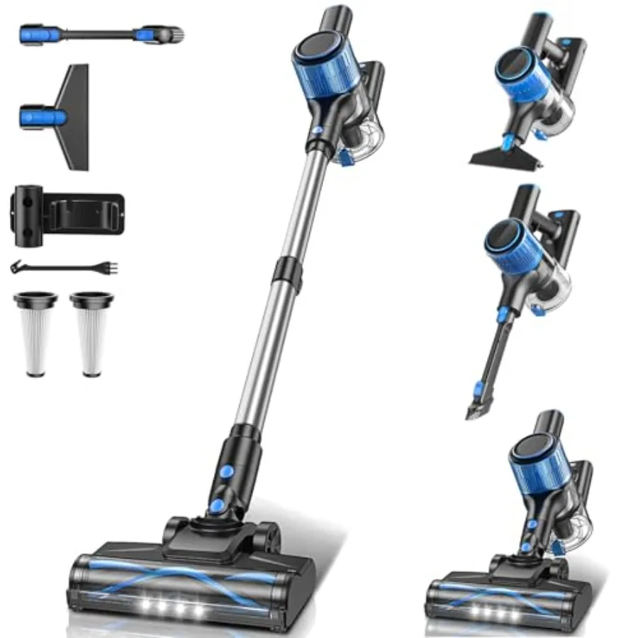Cordless Vacuum Cleaner 8 in 1 Powerful Suction Lightweight Vacuum Cleaner for Home LED Display 3 Suction Modes 45Mins Detachab