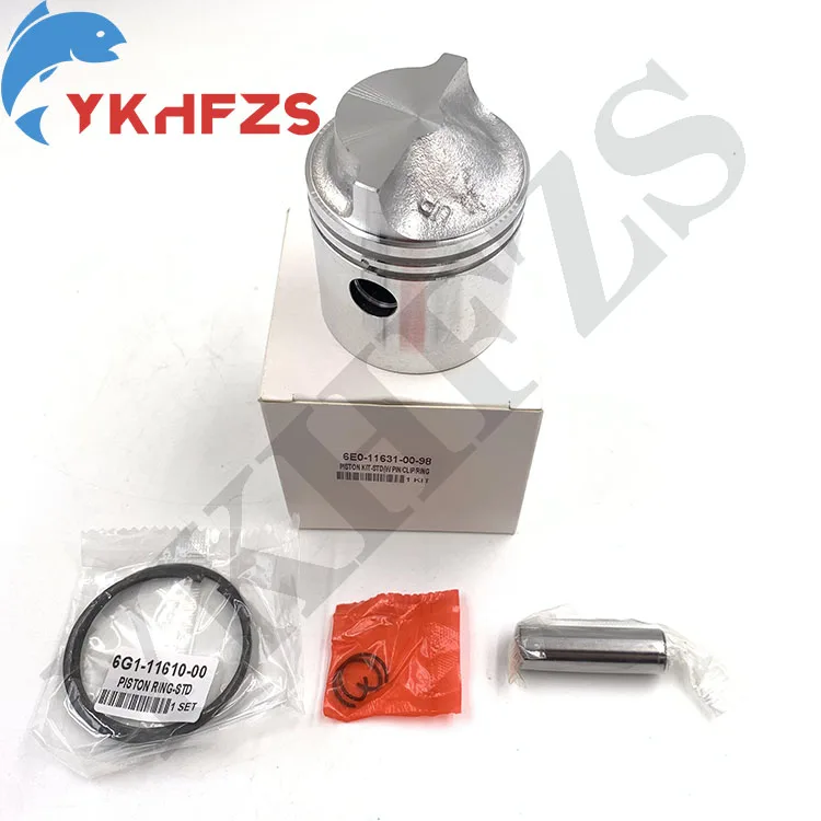 6E0-11631-00 -98 97 6E0 Piston (Std) Kit for Yamaha Outboard Motor 2-stroke 4HP 5HP 6E0-11631；6E0-11631-00 50MM Marine Engine