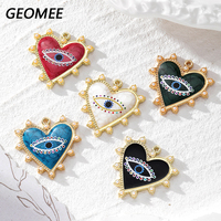 5pcs Exaggerated Heart Evil Eye Charms Metal Exquisite Vintage Pendant For Necklace Earring Keychain DIY Jewelry Making