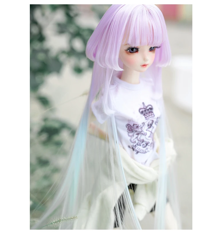 BJD doll wig suitable for 1/3 1/4 size gradient color jellyfish head hand change cute pear wig doll accessories (three colors)