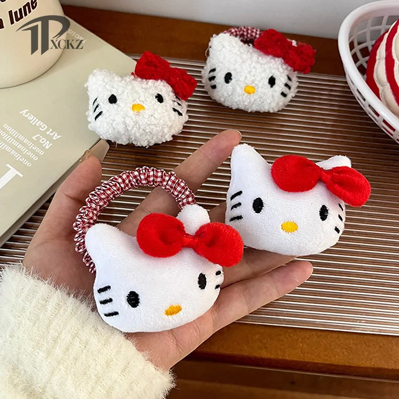 

Sanrio милые плюшевые эластичные резинки для волос Hello Kitty Мультяшные милые заколки модные аксессуары для волос заколка для девочек подарок