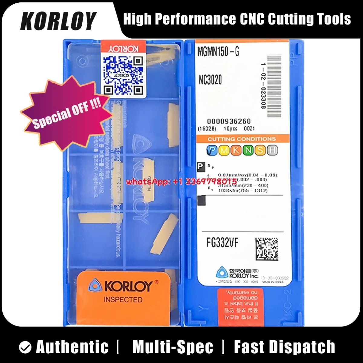 

KORLOY Original MGMN150/200/250/300/400 G CNC Holder Grooving Tool Carbide Inserts MGMN CNC Lathe Tools