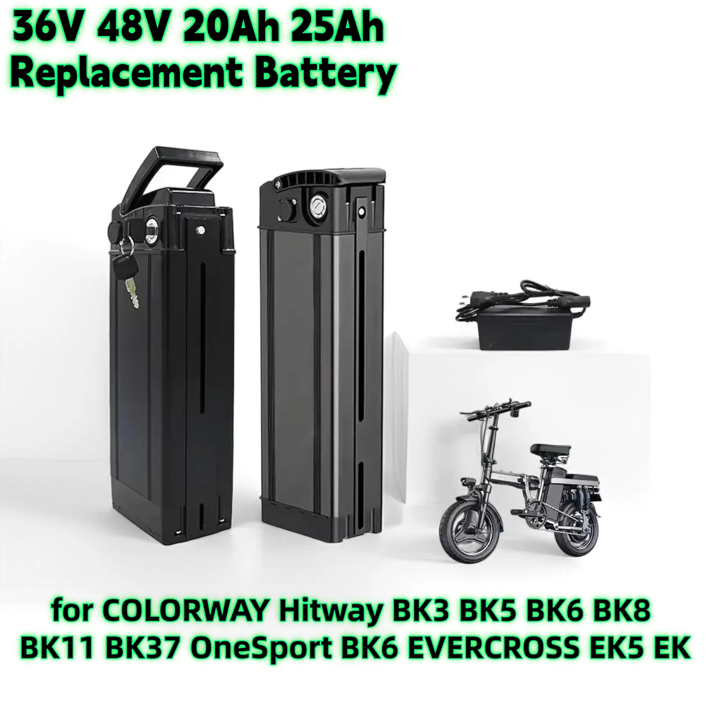 Batterie de vélo compatible 36V 48V 20Ah 25Ah pour COLORWAY Hitway BK Series BK3 BK5 BK6 BK8 BK11 BK37 OneSport BK6 EVERCROSS EK5 EK6