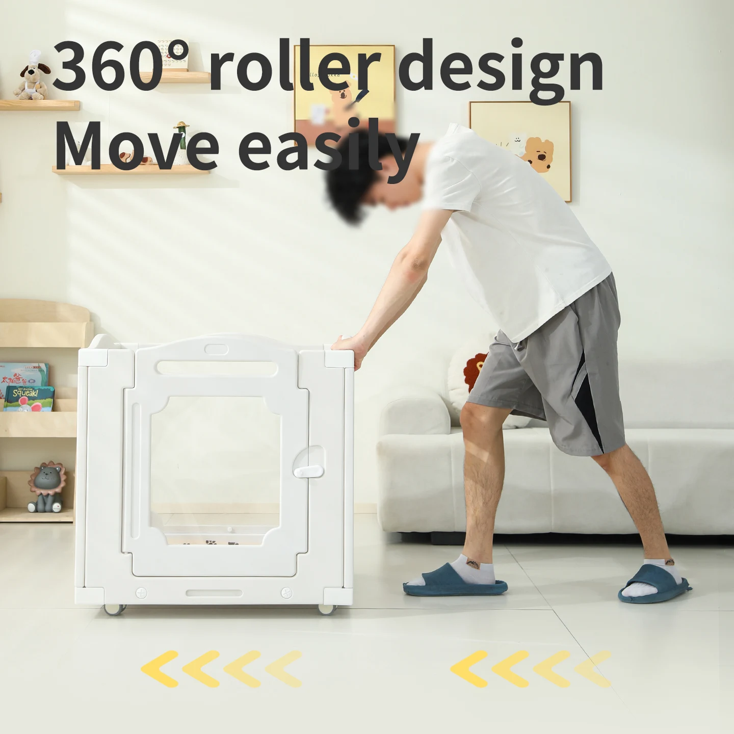 Mobile Pet Fence With Wheels Dog-friendly Modular Anti-slip Stable Flexible Buckle Indoor Visual Playpen For Dog Pets