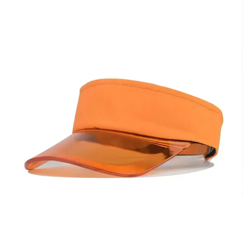 orange Empty Top Visors for Men Women PVC Plastic Sunshade Hat Frosted Candy Color Empty Top Sport Beach for Sun Visor Drop