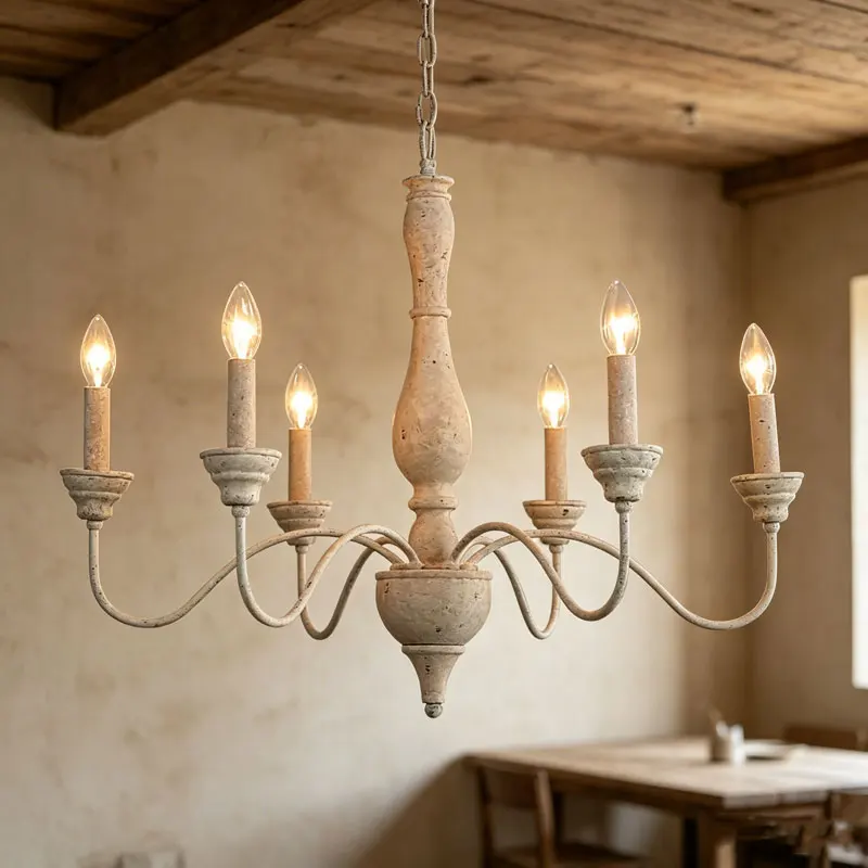 

Pendant Lamp Vintage American Rural Wooden Chandelier French Living Room Dining Room Bedroom Cafe Clothing Store Ceiling Light