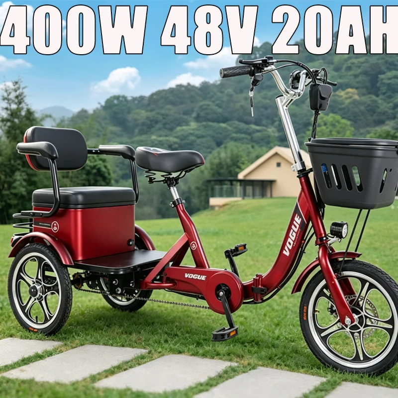 Electric Tricycle 400W48V20Ah Elderly Adult MiNi Small 3 Wheel Ebike Children At Home Easy To Ride Parent-child For Transporting
