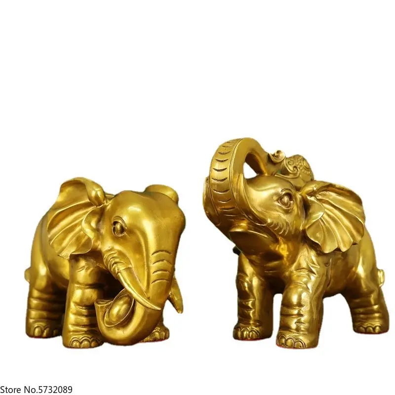 Pure Copper Caifu Elephant Ruyi Yuanbao Water Absorbing Residence Office Decoration Ornaments