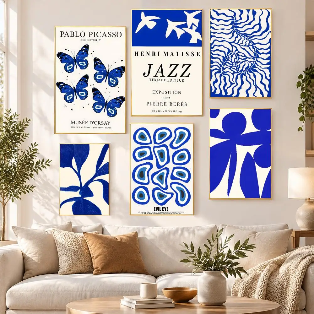 Art Modern International Klein Blue Poster HD Waterproof PP Self Adhesive Aesthetic Bedroom Dorm Gaming Room Home Decor Gift