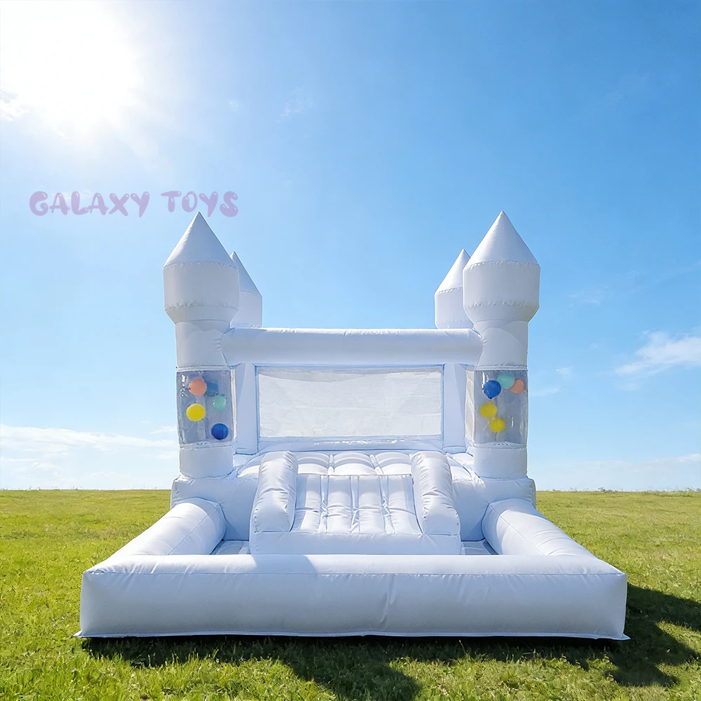 Будиночок для детей 5–12 лет, шезлонг с воздуходувкой для заднего двора/в помещении, детский праздничный надувной дом с горкой