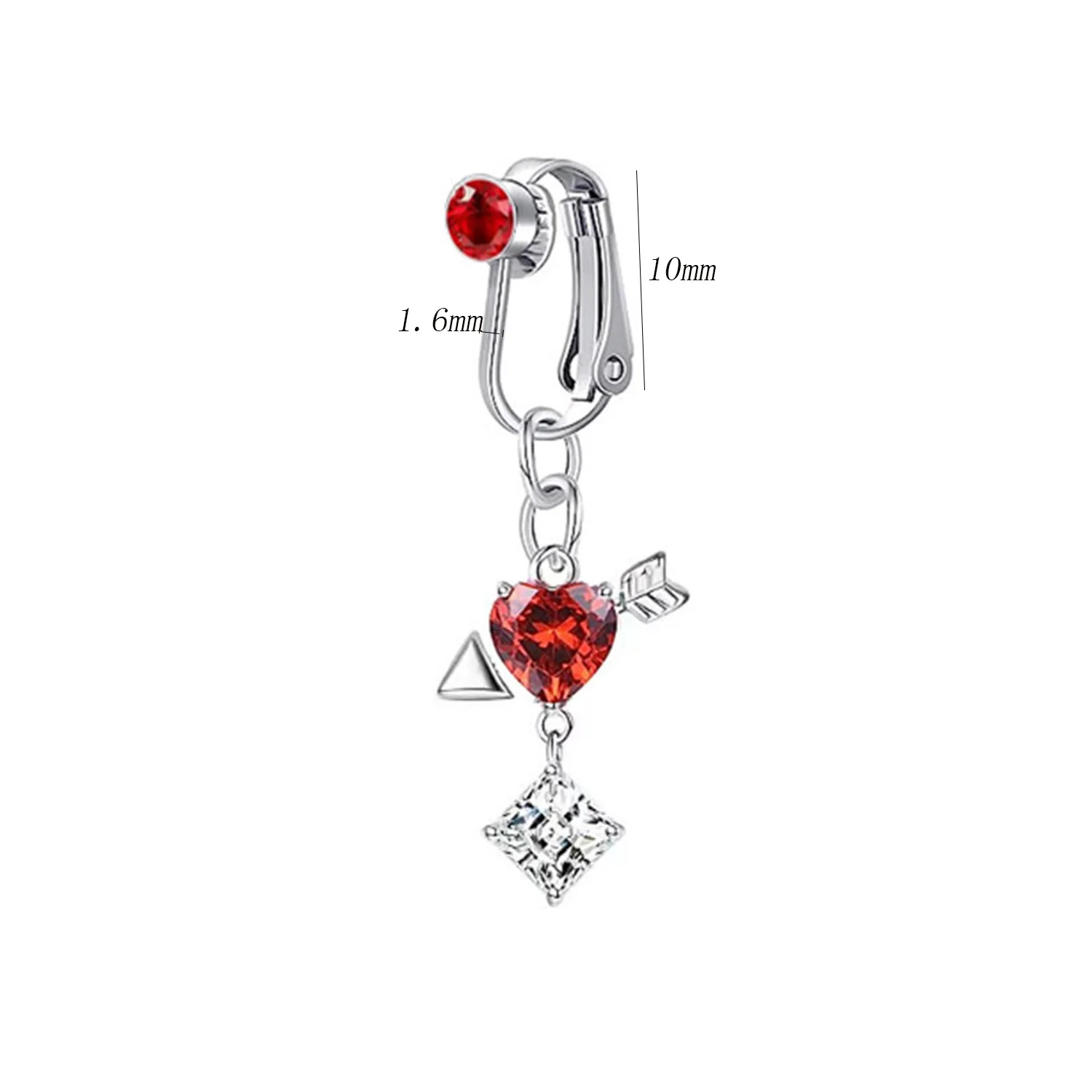 1Pcs 14G Stainless Steel Heart Navel Belly Button Rings Women Fashion Belly Button Ring Fake Piercing Body Jewelry Red