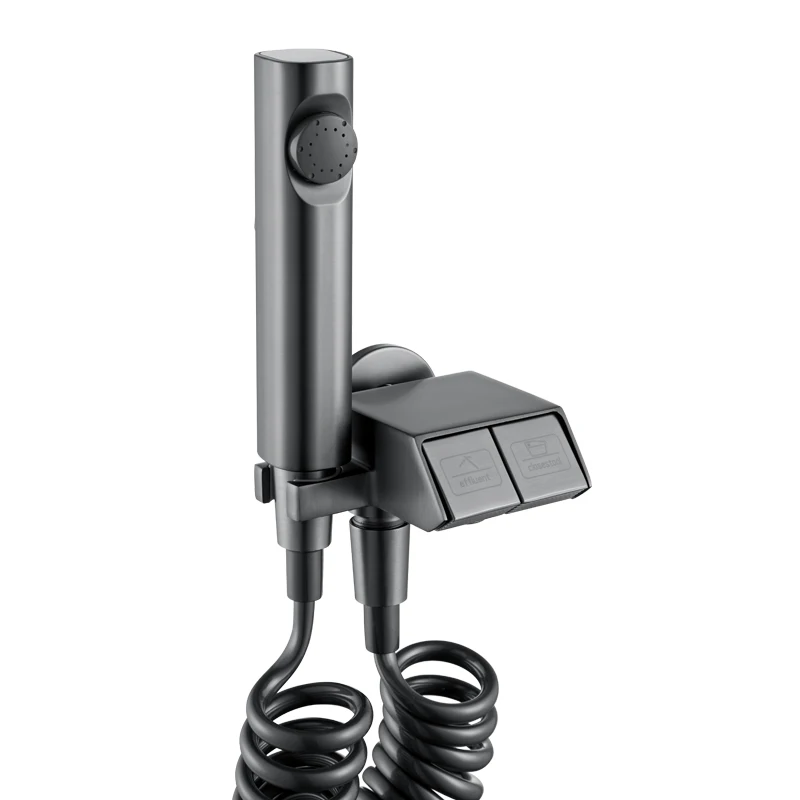 Imagem -06 - Dupla Controle wc Pistola Uso Doméstico Torneira Companheira Coreblackdual Controle de Cobre um em Válvula Outtriangle