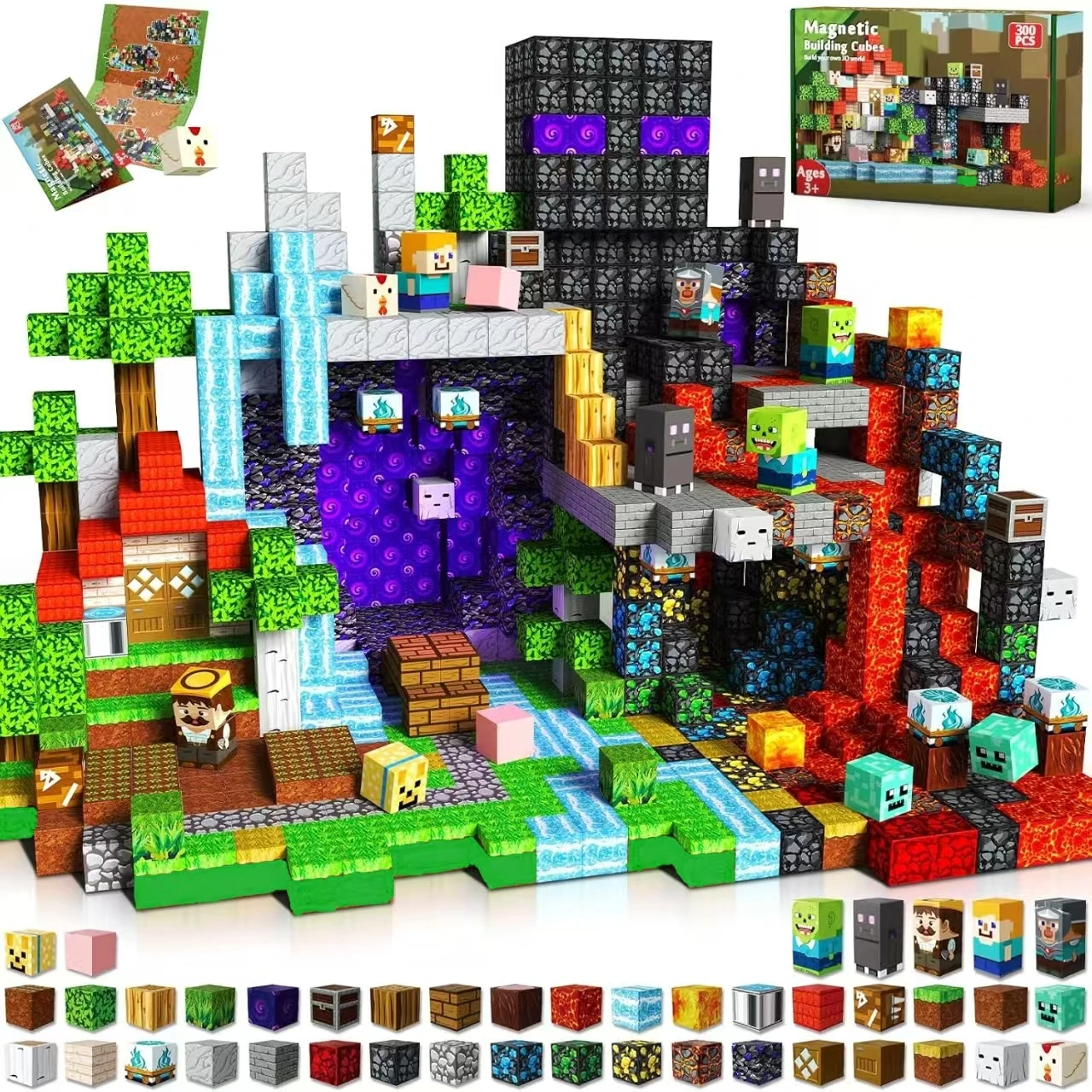 200-300PCS Magnetic Building Blocks Cubes Kids DIY Stacking Toy STEM Educational Sensory Playset Boys Girls Holiday Gifts