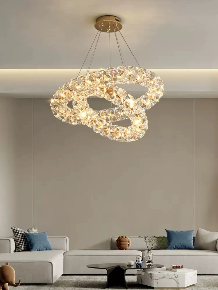 

French crystal chandelier light luxury circular chandelier restaurant hall main light modern luxury home decoration lighting fix