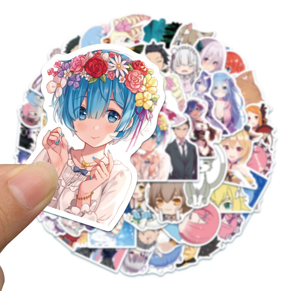 10/30/50 szt. Naklejki Anime Re:Zero - Życie w innym świecie od zera, kreskówkowe naklejki, urocze dziewczyny, graffiti, naklejki na walizkę, notatnik, laptop