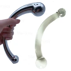 Double Ended Stainless Steel G Spot Wand Glass Prostate Massage Stick Vagina Stimulator Anal Plug Dildo Sex Toy for Women Men