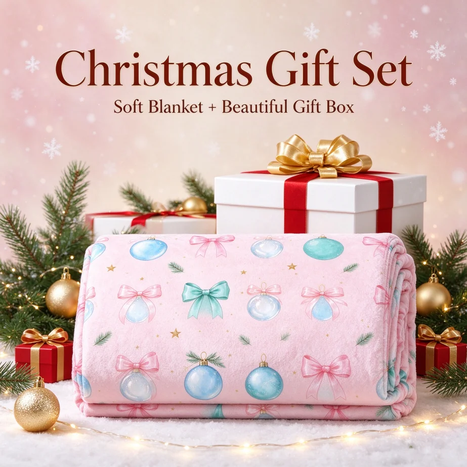 Pastel Pink Christmas Blanket, Soft Festive Holiday Throw, Cute Light Tone Winter Decorative Blanket, Cozy Plush Couch Throw, Sweet Christmas Home Decor, Lovely Seasonal Holiday Gift for Her