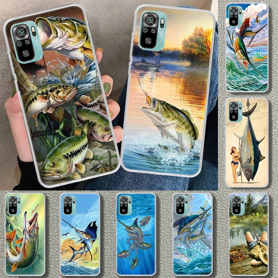 Offshore Angling Fishing Fish Rod Phone Case Cover for Xiaomi Redmi Note 13 12S 12 11 11S 11T 11E 10 Pro 10S 9 9S 9T 8 8T 7 Plus