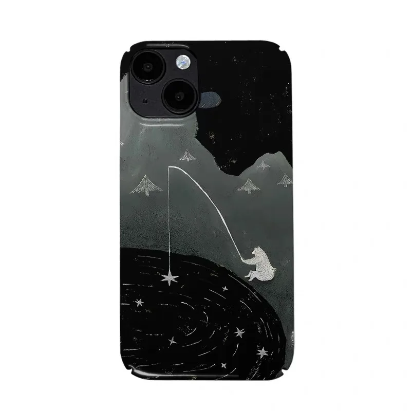 

Ins Black Toned Star Animal Phone Case for IPHONE 17 Air 16E 15 PROMAX 14 Plus 13 12 MINI 11 PRO 16Plus XR Acrylic Phone Cover