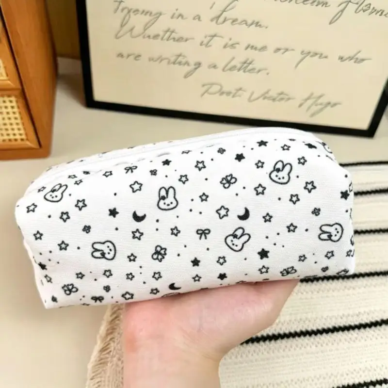 Lightweight Polka Dot Pencil Case Large Capacity Soft Touch Pen Pouch for Office Workers School Students