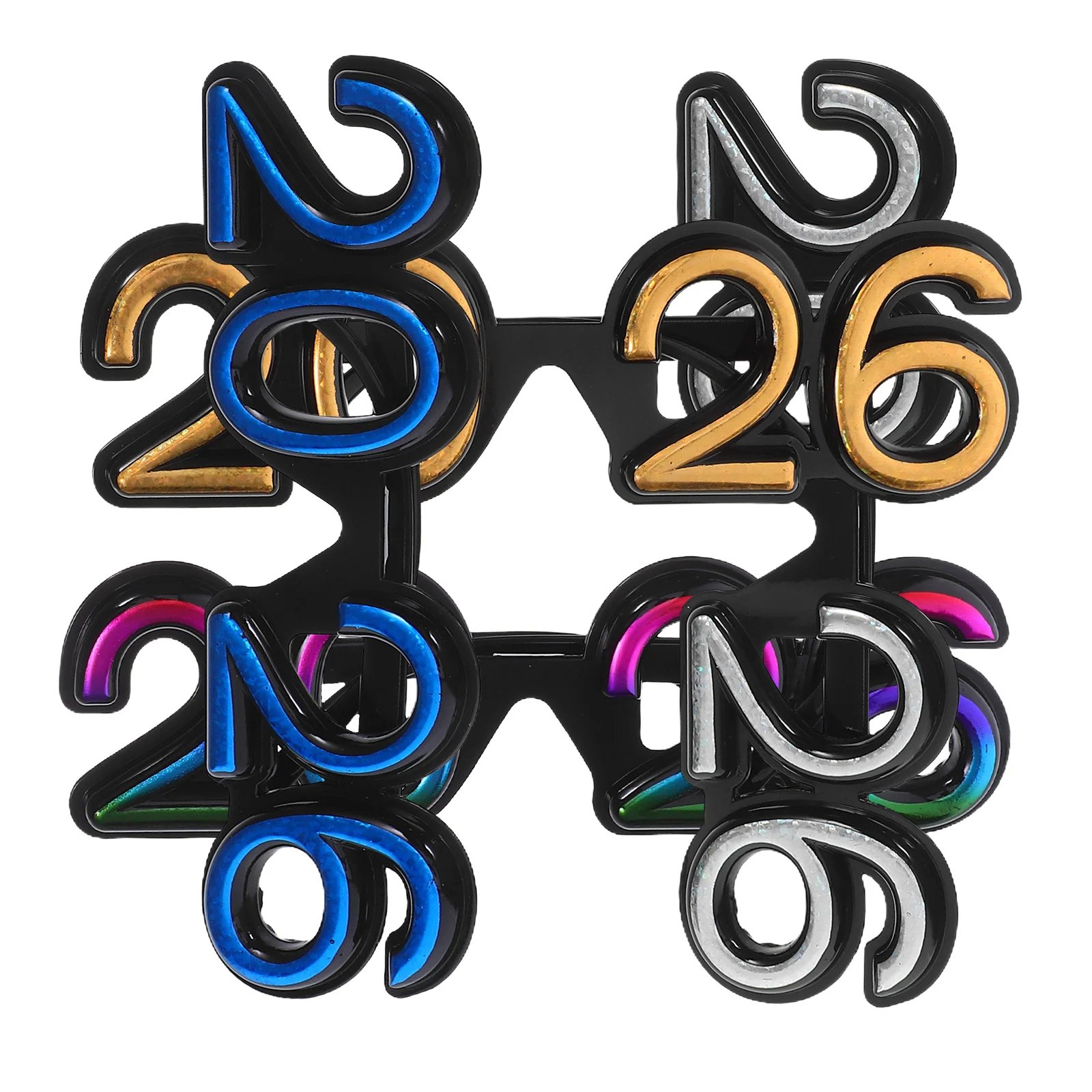 

4Pcs 2026 Eye Glasses New Years Eve Party Fun Sunglasses Photo Booth Props Novelty Plastic Eyewear Celebration Accessories