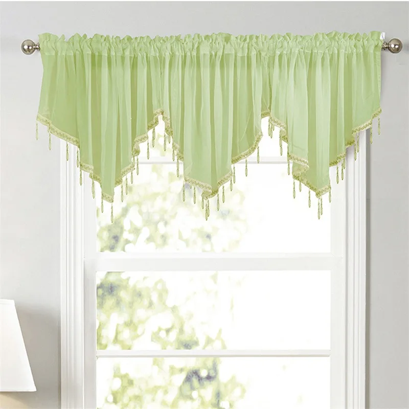 1Pc Pastoral Style Triangle Shape Kitchen Short Curtain Window Valance Drape Coffee Bedroom Home Decor Sheer Tulle Short Curtain