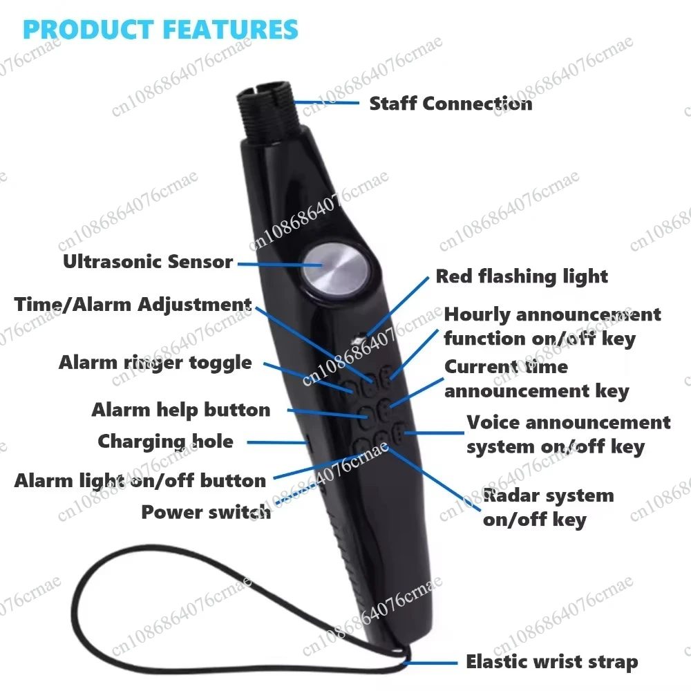 Premium Multifunctional Clear and Loud Voice Speaking Tactile Smart Cane for Blind and Visually Impaired or Elderly