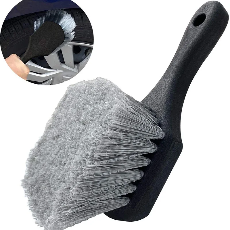 Escova para limpeza de rodas de carro, durável, para limpeza de pneus, ferramenta de lavagem, acessório portátil para cuidados com o veículo