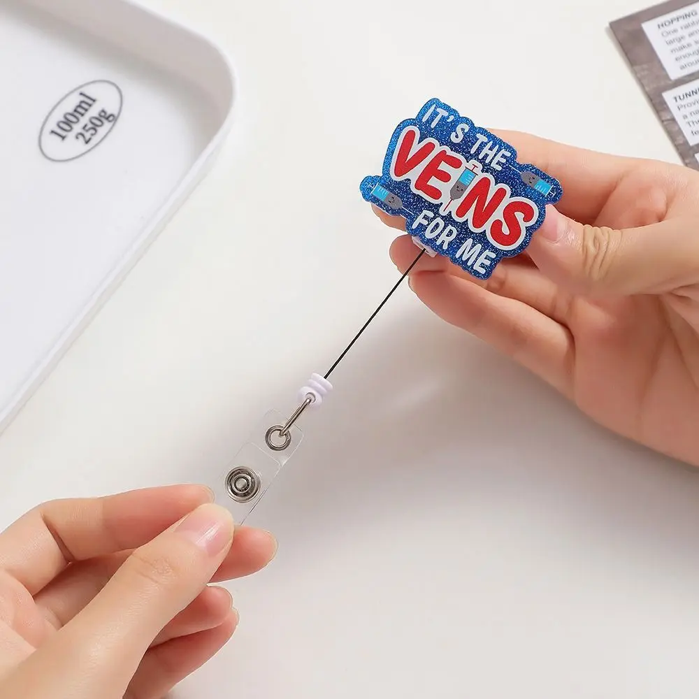 

360 Rotating Retractable Badge Reel Simplicity Name Tag Easy To Pull Buckle Alligator Clip Glitter Nurse ID Holder Hospital Use