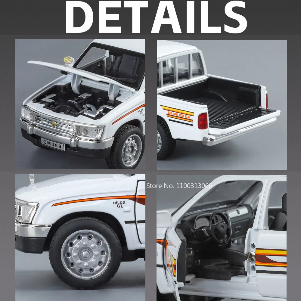 1:32 Hilux TUNDRA Odlewane Metalowe Zabawki Samochody Modele Koła Pull Back Miniaturowy Samochód ze Światłem i Dźwiękiem Pojazdy dla Chłopców Prezenty Urodzinowe