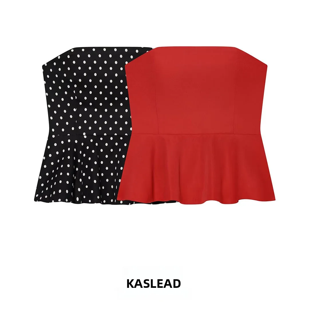 KASLEAD New Women's Short Skirt Style Top Nine Points Hem Tube Crop Street Style Summer 2026 Slim Fit Street Fashion