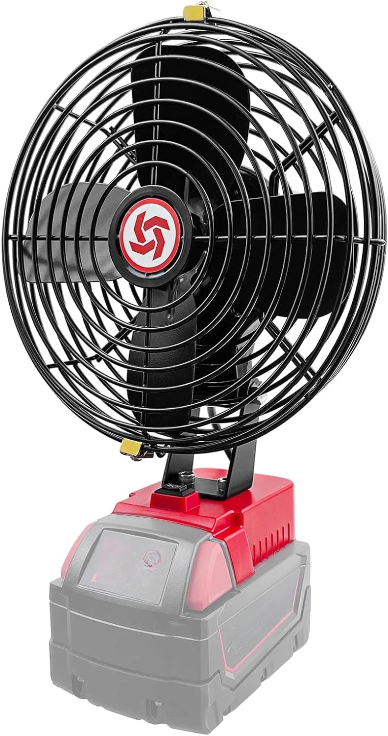 Portable Cordless Fan Camping Compatible with Milwaukee 18V Battery Fan for Workshop Outdoor Indoor Travel Work