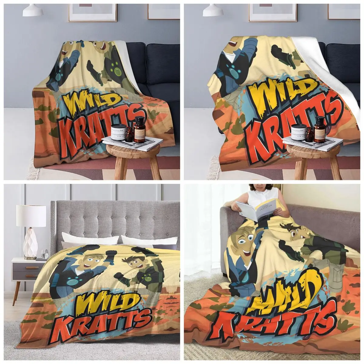Pattern Logo Wild Kratts Blanket Soft Warm Flannel Throw Blanket Plush for Bed Travel Home Couch