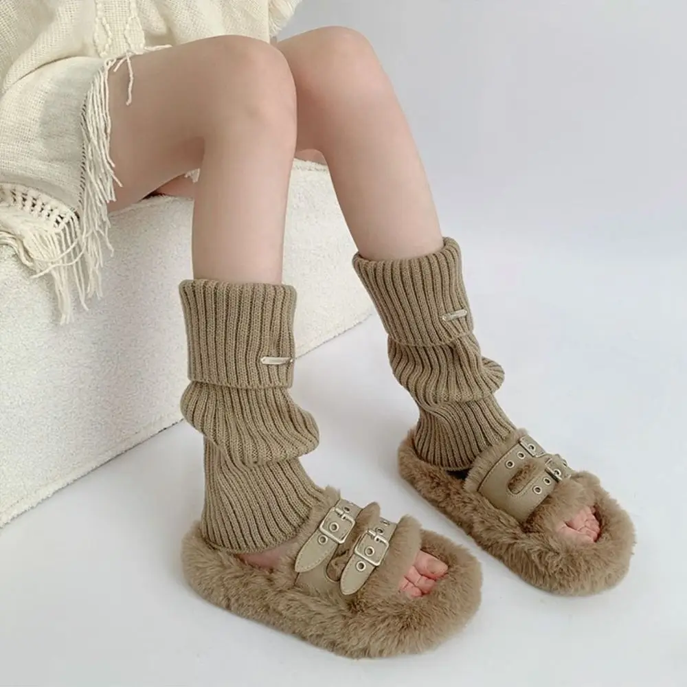 Japanese Style Knitted Foot Cover Y2K JK Lolita Boots Cover Kawaii Punk Gothic Knee High Girls Socks Autumn/Winter