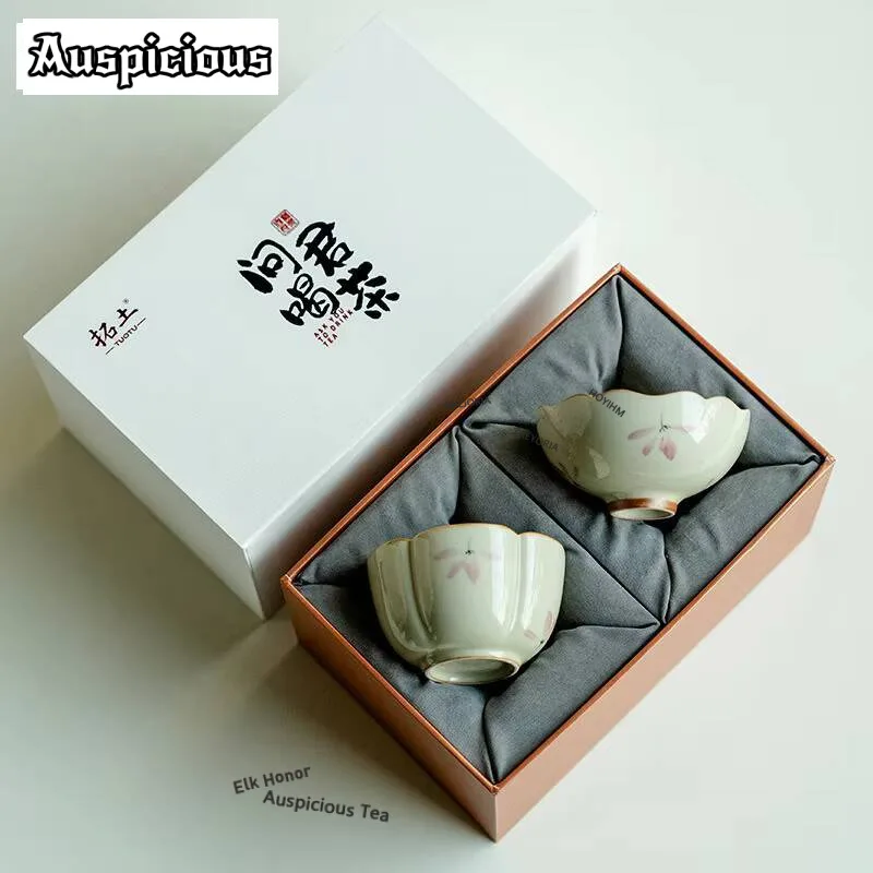 

Hand-painted Pink Orchid Teacup Creative Tea Bowl Single Cups Tea-tasting Smelling Cup Jianzhan Master Cups Cafes Decoration