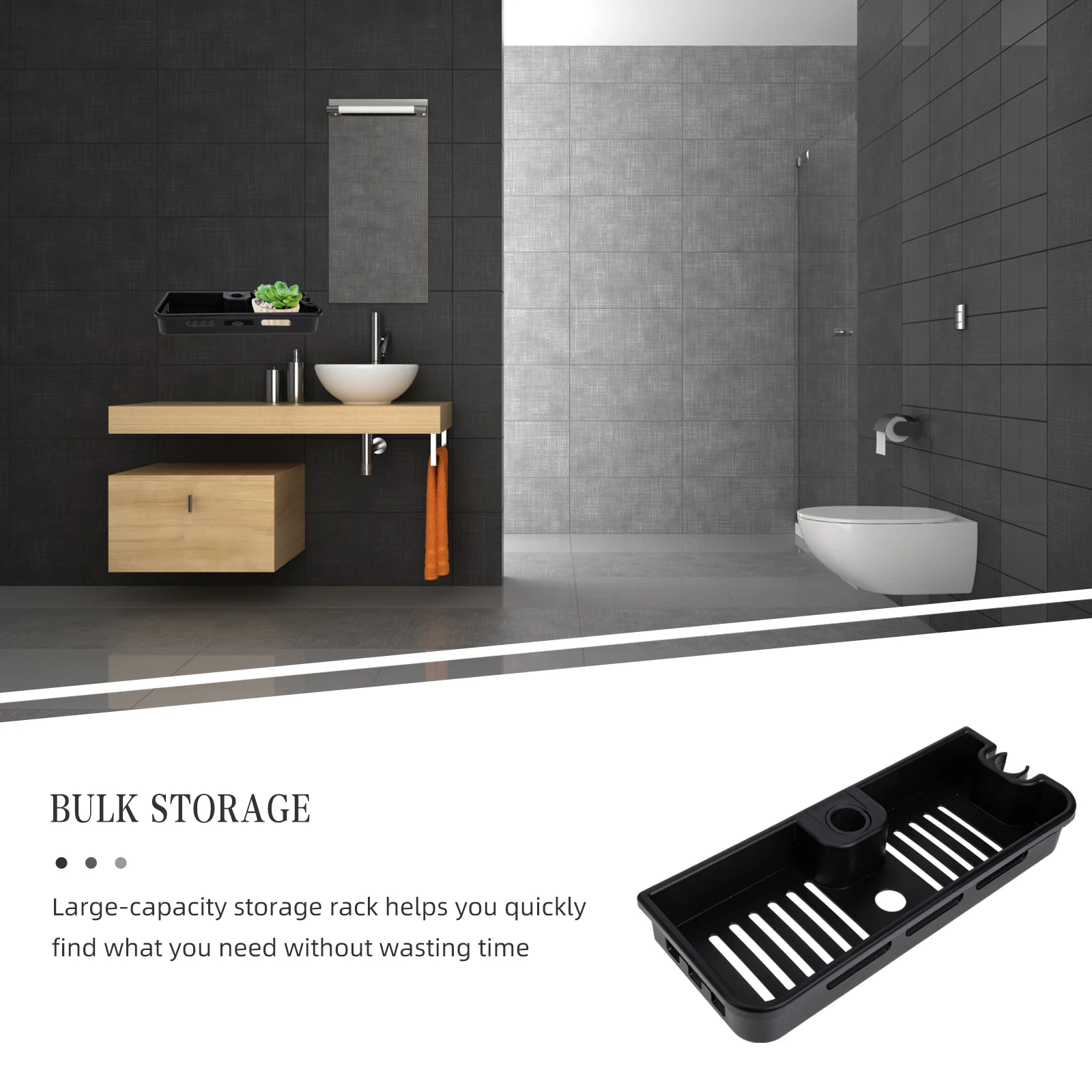 

2Pcs Hole Free Shower Bar Storage Trays Multi Function Bathroom Accessories Large Capacity Rack Supplies