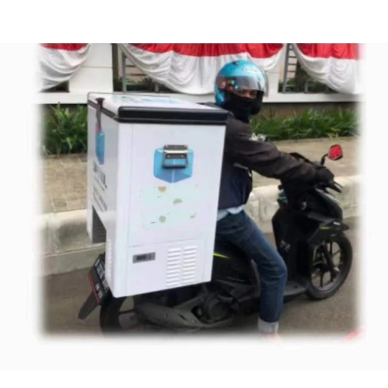 

Electric refrigerated two-wheeler 24V 320W Vehicle refrigerator for motorcycle Customizable temperature compartment and frame