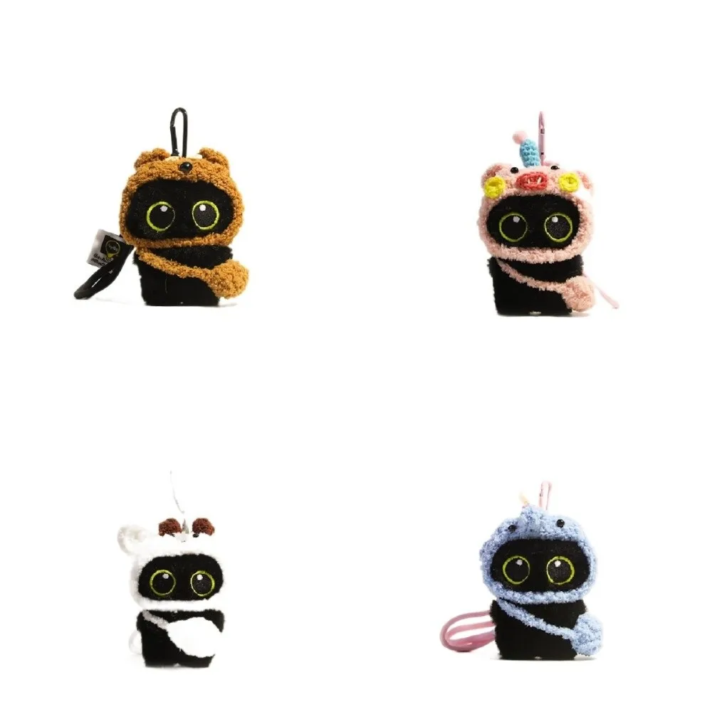 جديد وشاح أسود القط أفخم دمية المفاتيح كاميرا حقيبة كتف دمية حقيبة قلادة سيارة حلقة رئيسية حقيبة مدرسية الديكور