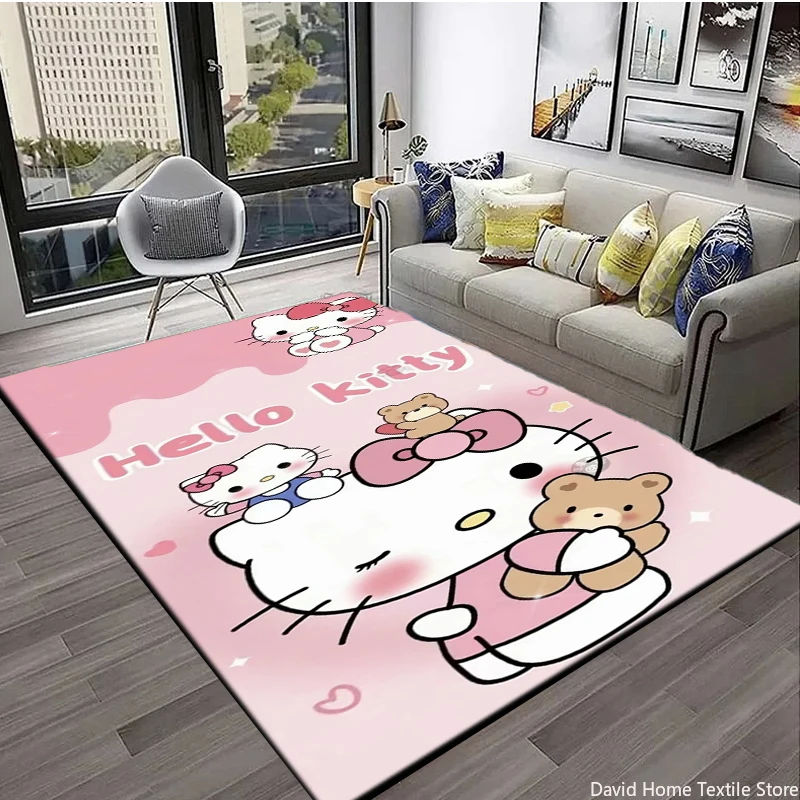 

Sanrio Hello Kitty Cartoon Carpet for Children Living room Bathroom Non-slip Rug Home Sofa Large Area Mat Kitchen Mat Decoration