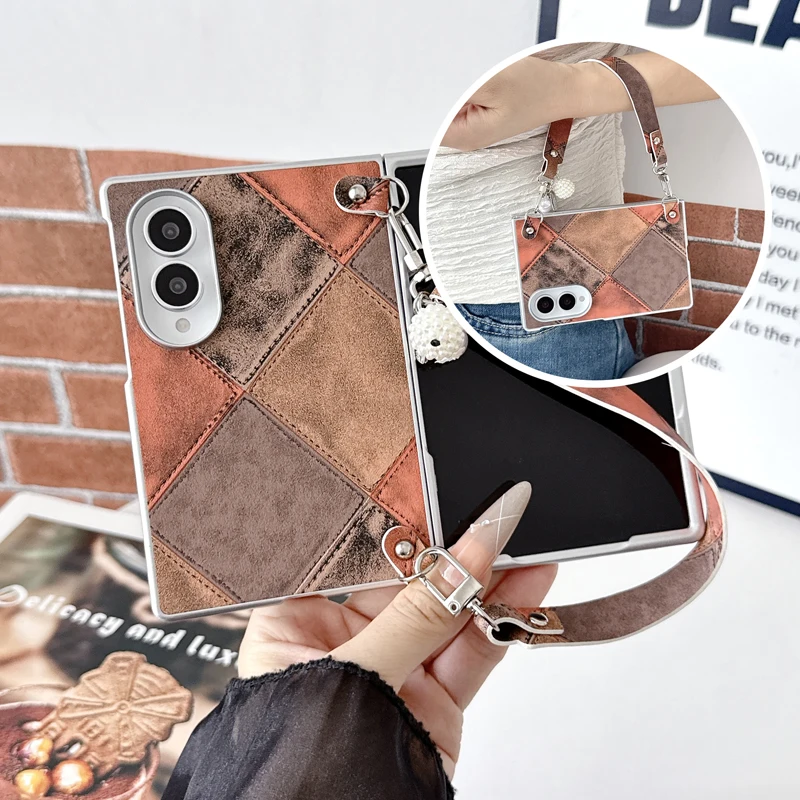 Case for Samsung Galaxy Z Fold 8 DIY Contrasting Grid Magnetic Hard Mobile Phone Cover