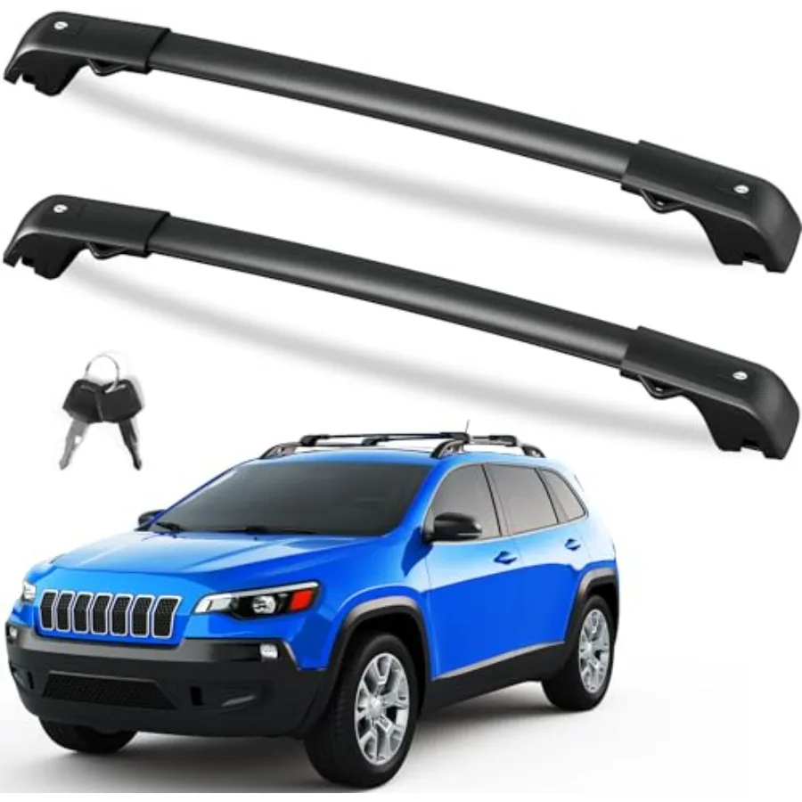 

300lb Roof Rack Cross Bars Compatible with Jeep Cherokee 2014-2023 Heavy Duty Lockable Aluminum Roof Rails Crossbars Cargo Bars