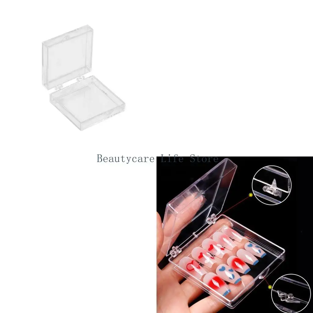 

652C Прозрачная коробка для хранения накладных ногтей, подставка для ногтей, держатель для практики дизайна ногтей, аксессуары